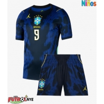 Camiseta Brasil Matheus Cunha #9 Visitante Equipación para niños Mundial 2026 manga corta (+ pantalones cortos)